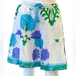 La Plage Seaside Skirt Mughal Carnation Print Cotton Sz Small Resortwear Coastal
